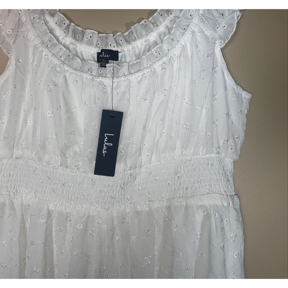 LULUS Romper Jumpsuit White Embroidered Eyelet Size XL NWT New - Picture 5 of 14